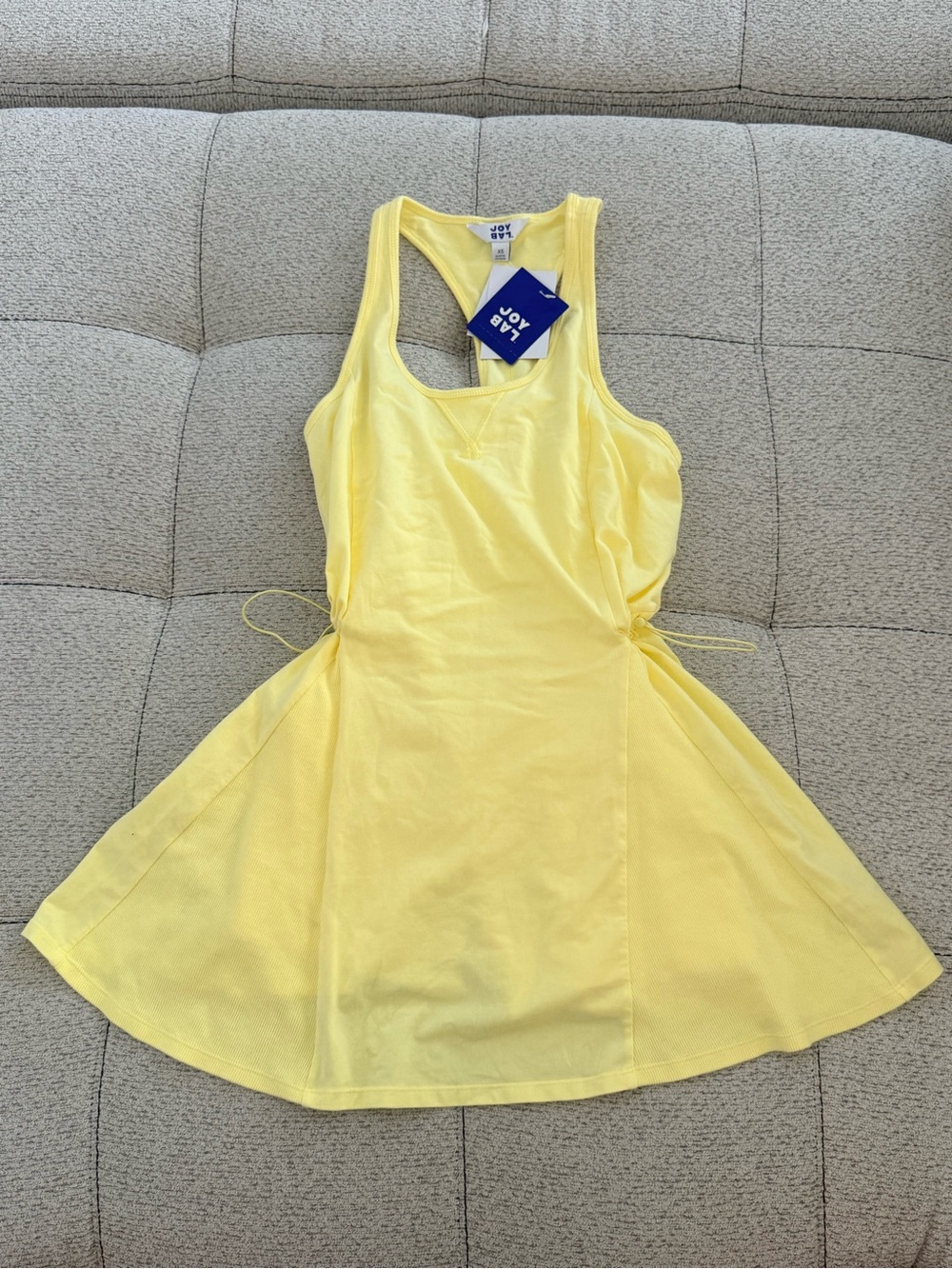 JoyLab Bright Yellow Racerback Fit-and-Flare Mini Dress